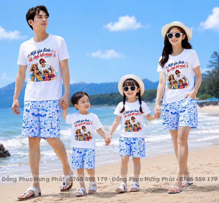 đồng phục gia đình màu trắng