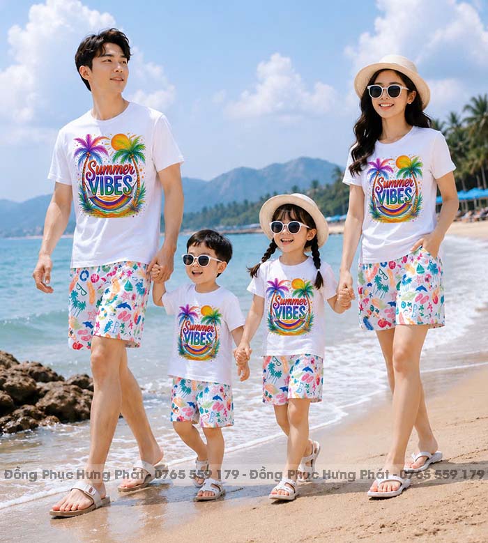 đồng phục gia đình màu trắng