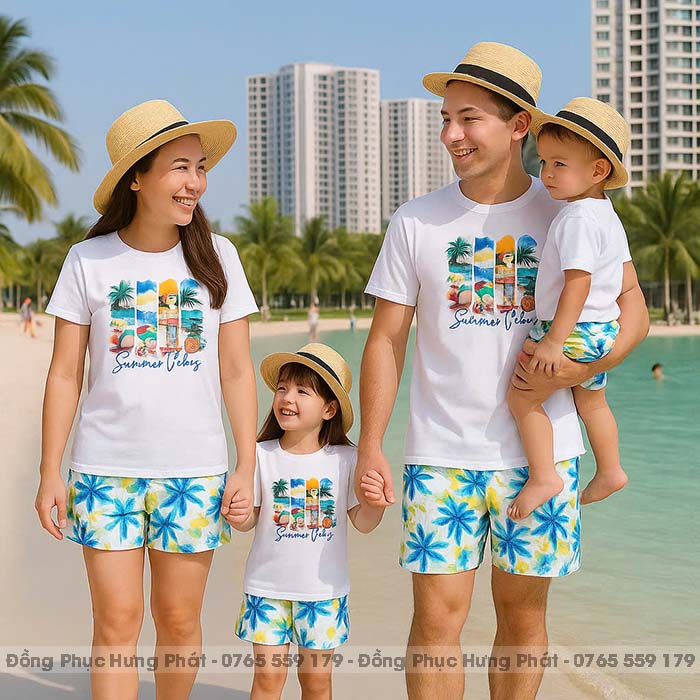 đồng phục gia đình màu trắng