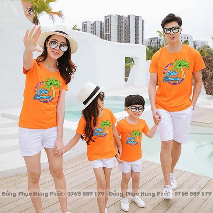 đồng phục gia đình màu cam