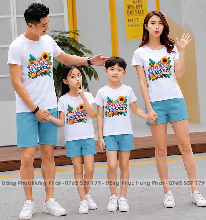 đồng phục gia đình màu trắng