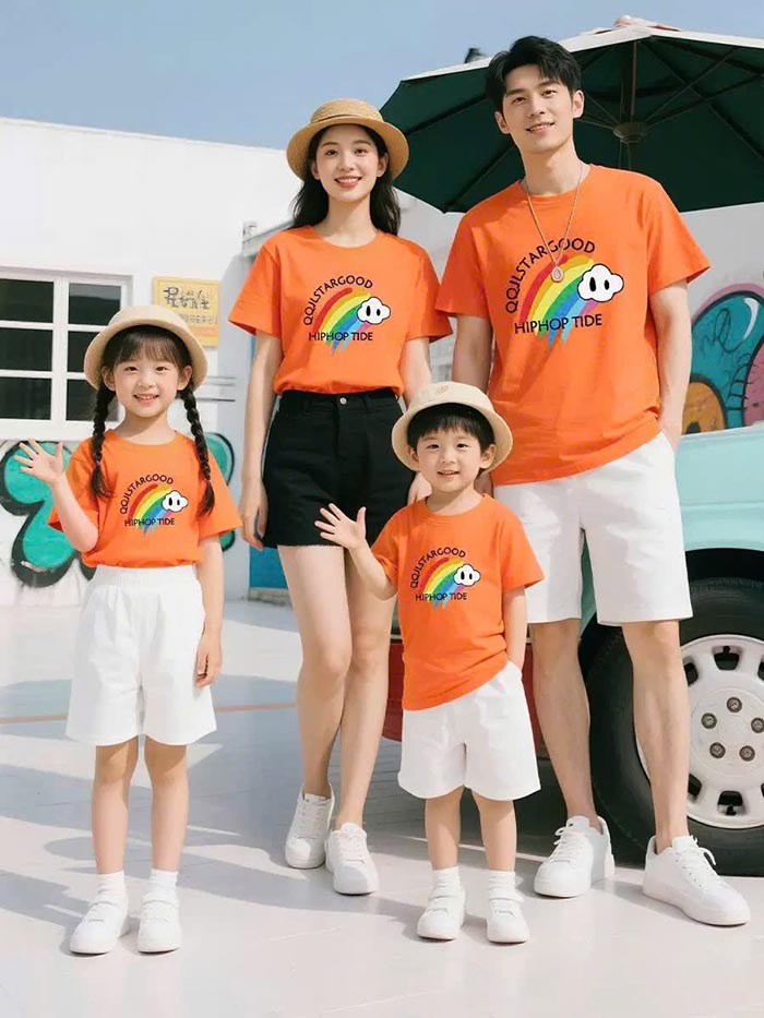 áo thun đồng phục gia đình màu cam