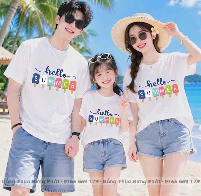 đồng phục gia đình màu trắng