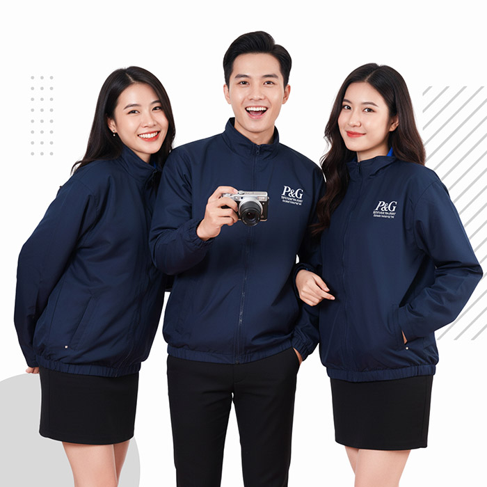 may áo khoác gió đồng phục màu xanh đen