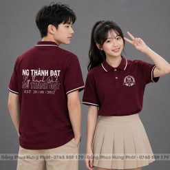 áo lớp polo màu đỏ đô sọc trắng