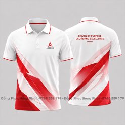 áo thun đồng phục 3d công ty họa tiết trắng đỏ