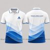 áo thun đồng phục 3d công ty họa tiết trắng xanh bích