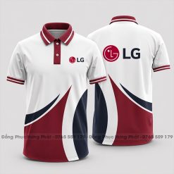 áo thun đồng phục 3d công ty LG họa tiết đỏ đen