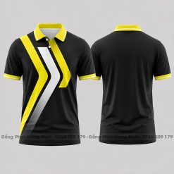 áo thun đồng phục 3d màu đen sọc vàng trắng