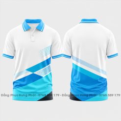 áo thun đồng phục 3d màu trắng phối hóa tiết xanh
