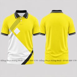 áo thun đồng phục 3d màu vàng phối trắng đen