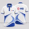 áo thun đồng phục 3d ngân hàng MB học tiết trắng xanh bích