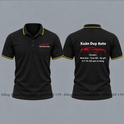 áo thun đồng phục doanh nghiệp auto màu đen 1 sọc vàng