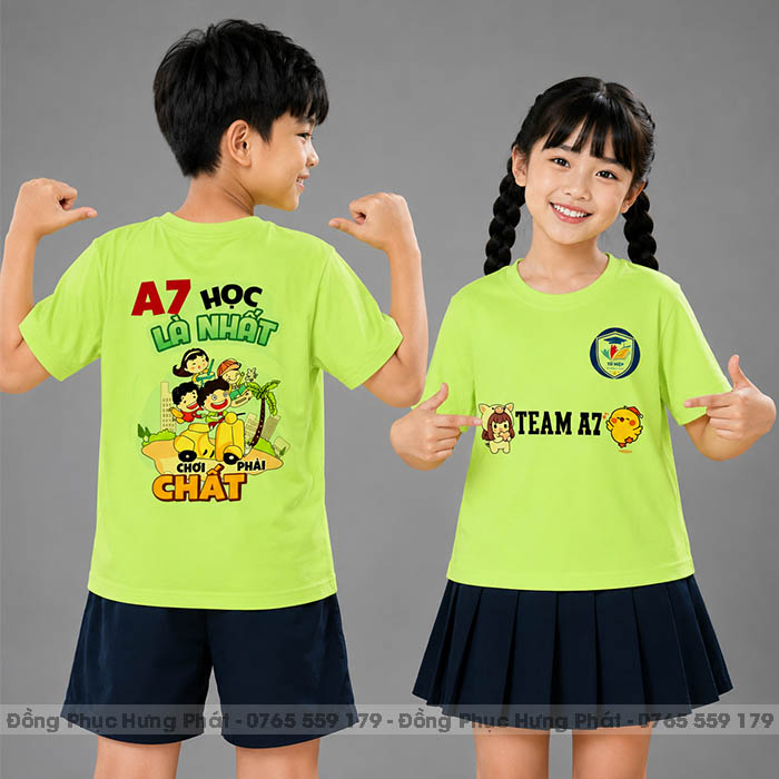 áo thun lớp màu xanh cốm