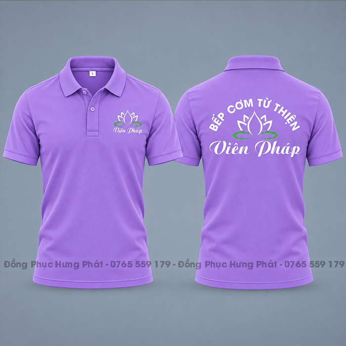 áo thun polo đồng phục bếp cơm từ thiện màu tím môn