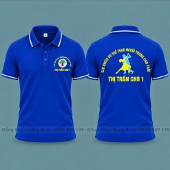 áo thun polo đồng phục CLB khiêu vũ màu xanh bích 1 sọc trắng
