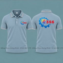áo thun polo đồng phục công nhân màu xám sọc trắng