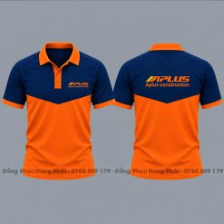 áo thun polo đồng phục công ty màu cam phối xanh đen