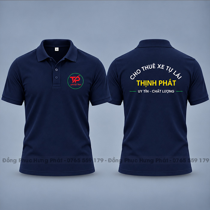 áo thun polo đồng phục công ty cho thuê xe màu xanh đen