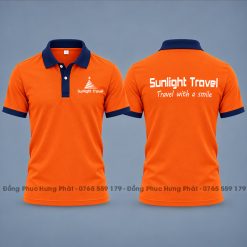 áo thun đồng phục công ty màu cam viền xanh đen