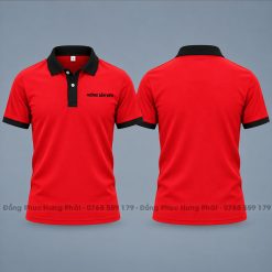 áo thun polo đồng phục công ty màu đỏ viền đen