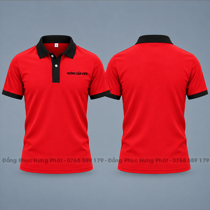 áo thun polo đồng phục công ty màu đỏ viền đen
