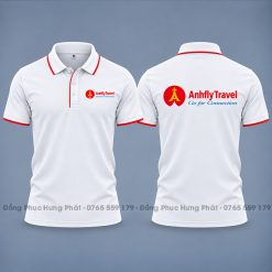 áo thun polo đồng phục công ty màu trắng 1 sọc đỏ