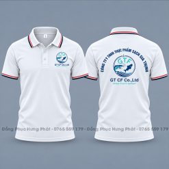 áo thun polo đồng phục công ty màu trắng 3 sọc