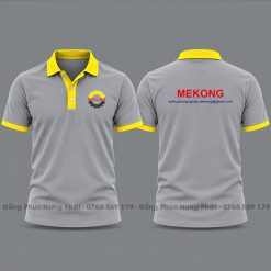 áo thun polo đồng phục công ty màu xám viền vàng