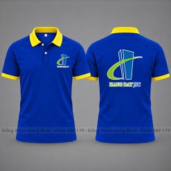 áo thun polo đồng phục công ty màu xanh bích viền vàng