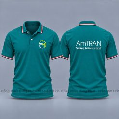 áo thun polo đồng phục công ty màu xanh cổ vịt 3 sọc
