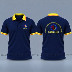áo thun polo đồng phục công ty màu xanh đen viền vàng