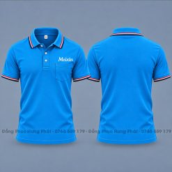 áo thun polo đồng phục công ty màu xanh ya 3 sọc