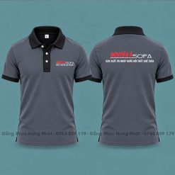 áo thun polo đồng phục công ty nội thất màu xám viền đen