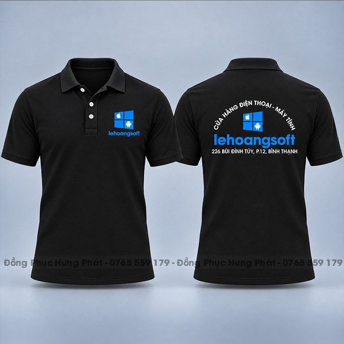 áo thun polo đồng phục cửa hàng điện thoại màu đen