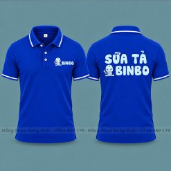 áo thun polo đồng phục cửa hàng sửa tả màu xanh bích 1 sọc trắng