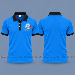 áo thun polo đồng phục giáo xứ màu xanh ya viền đen
