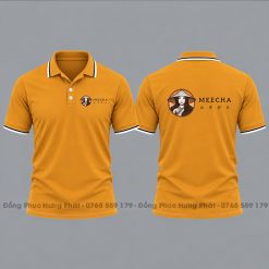 áo thun polo đồng phục nhà hàng màu vàng bo sọc trắng