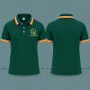 áo thun polo đồng phục nhà hàng màu xanh rêu sọc trắng cam