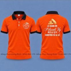 áo thun polo đồng phục nhân viên bán hàng màu cam viền đen