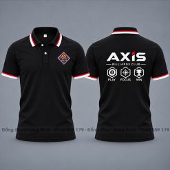 áo thun polo đồng phục quán bida màu đen sọc đỏ trắng