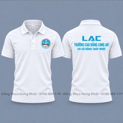 áo thun polo đồng phục sinh viên cao đẳng long an màu trắng