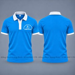 áo thun polo đồng phục sự kiện màu xanh ya phối trắng