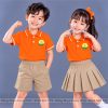 đồng phục mầm non và tiểu học polo màu cam sọc trắng