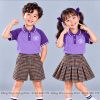 đồng phục mầm non và tiểu học polo màu tím phối tím đậm