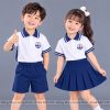 đồng phục mầm non và tiểu học polo màu trắng viền xanh bích