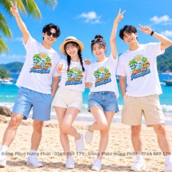áo đồng phục du lịch biển phan thiết mũi né màu trắng