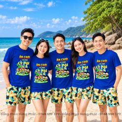 áo đồng phục team building Ăn chơi là phải có hội màu Xanh bích