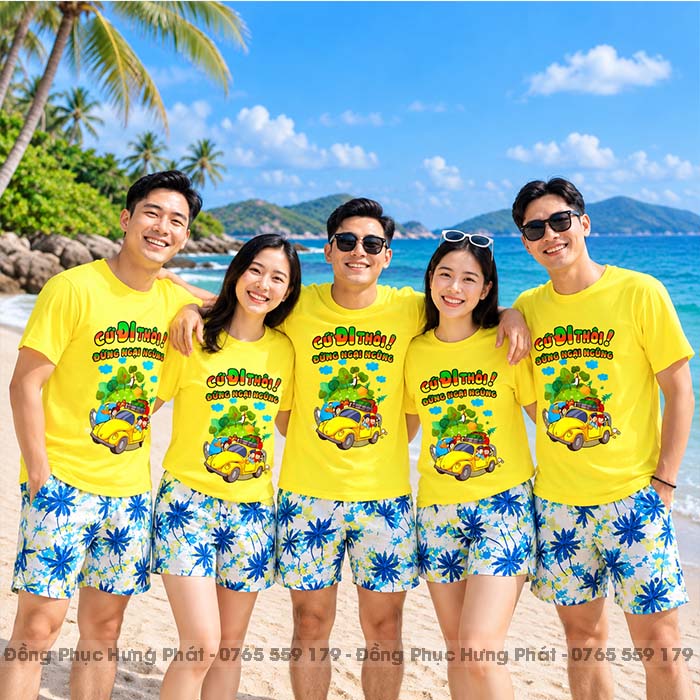 áo đồng phục team building Cứ đi thôi đừng ngại ngùng màu Vàng