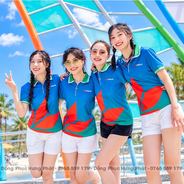 áo đồng phục team building đi biển ngân hàng VPBank